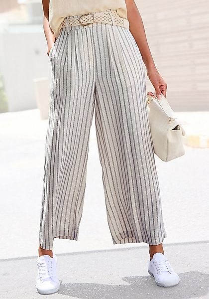 LASCANA Bundfaltenhose mit Taschen und Knopfdetail, weites Bein, Leinenhose günstig online kaufen