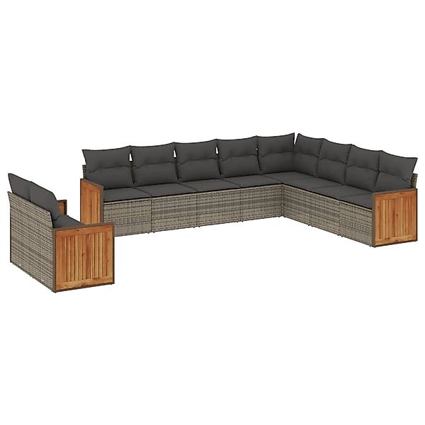 vidaXL 10-Tlg Garten-Sofagarnitur mit Kissen Grau Poly Rattan 3227796 günstig online kaufen