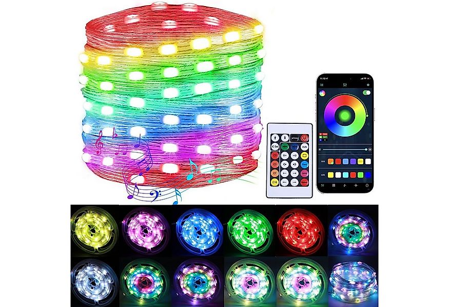 Rosnek LED Stripe Smart, 10M 100 LED, RGB, Musik Sync, für Weihnachtsbaum P günstig online kaufen
