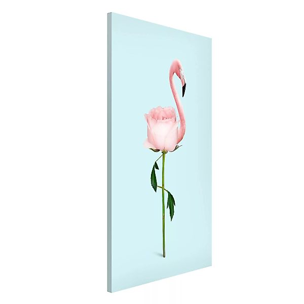 Magnettafel Blumen - Hochformat 3:4 Flamingo mit Rose günstig online kaufen