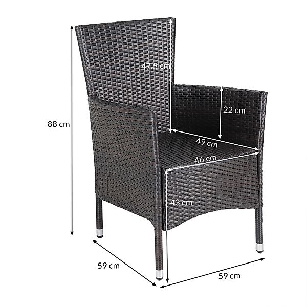 Polyrattan Gartenstuhl 4er-Set Braun/Creme stapelbar günstig online kaufen