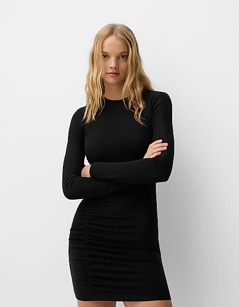 Bershka Minikleid Mit Langen Ärmeln Und Glitzer Damen L Schwarz günstig online kaufen