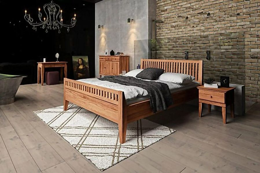 Natur24 Einzelbett Bett Sydo 2 Sonderlänge 160x210 Kernbuche Holzkopfteil h günstig online kaufen