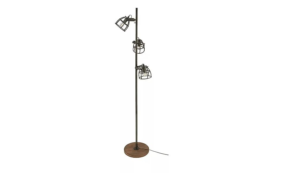 Stehleuchte, 3-flammig, schwarz/Holz ¦ holzfarben ¦ Maße (cm): H: 150 Lampe günstig online kaufen