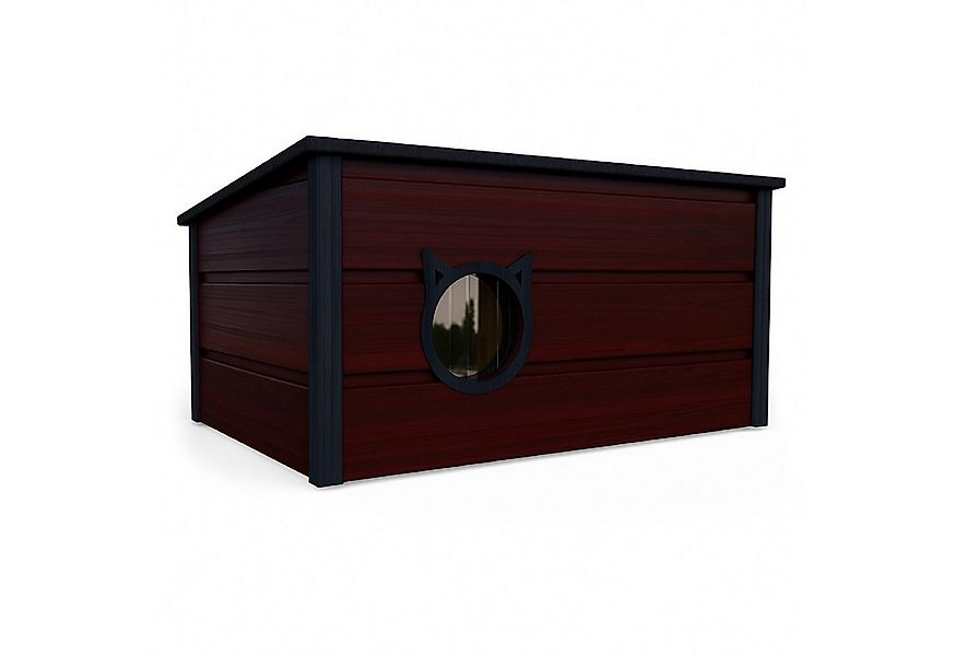 QLS Katzenhaus Isoliert aus Holz 73×52×38 cm mit Vorhang Wetterfest, Schutz günstig online kaufen
