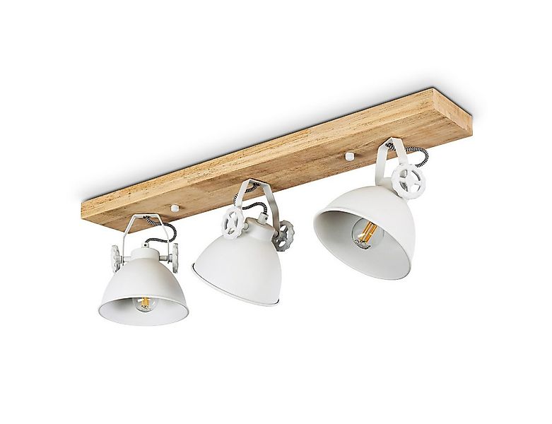 hofstein Deckenleuchte »Mot« Deckenlampe aus Metall/Holz in Weiß/Natur, ohn günstig online kaufen