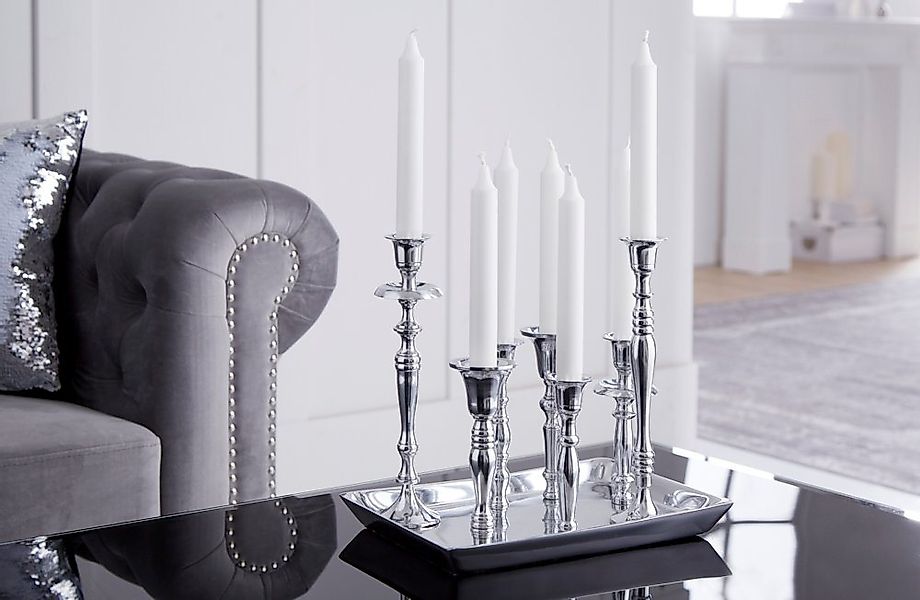 riess-ambiente Kerzenständer MODERN BAROCK 26cm silber, Metall · Kerzenhalt günstig online kaufen