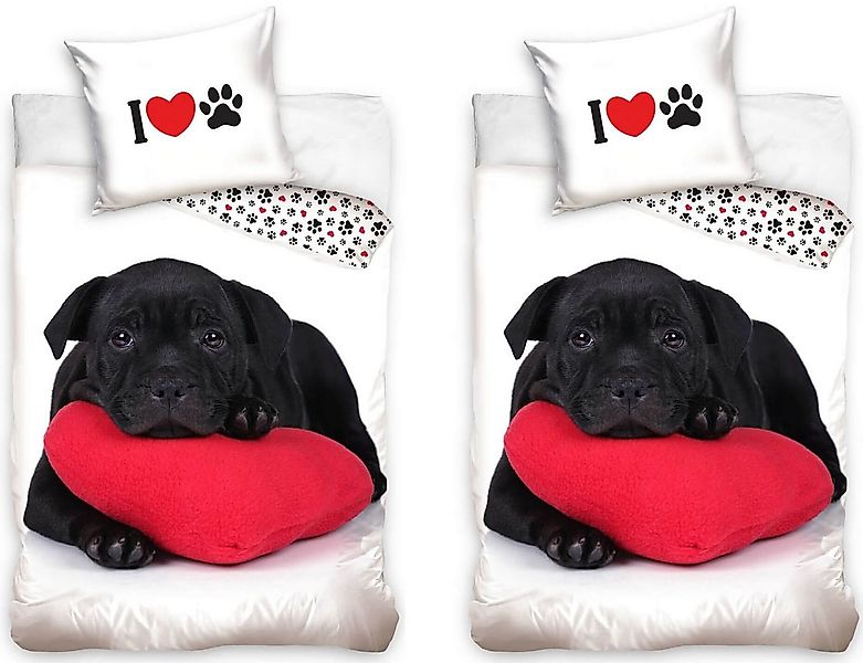 Carbotex Bettwäsche Labrador Retriever Hund Partner-Bettwäsche Doppelbett, günstig online kaufen