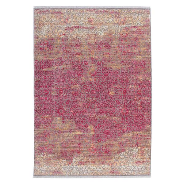 Vintage Teppich in Rot und Beige Kurzflor günstig online kaufen