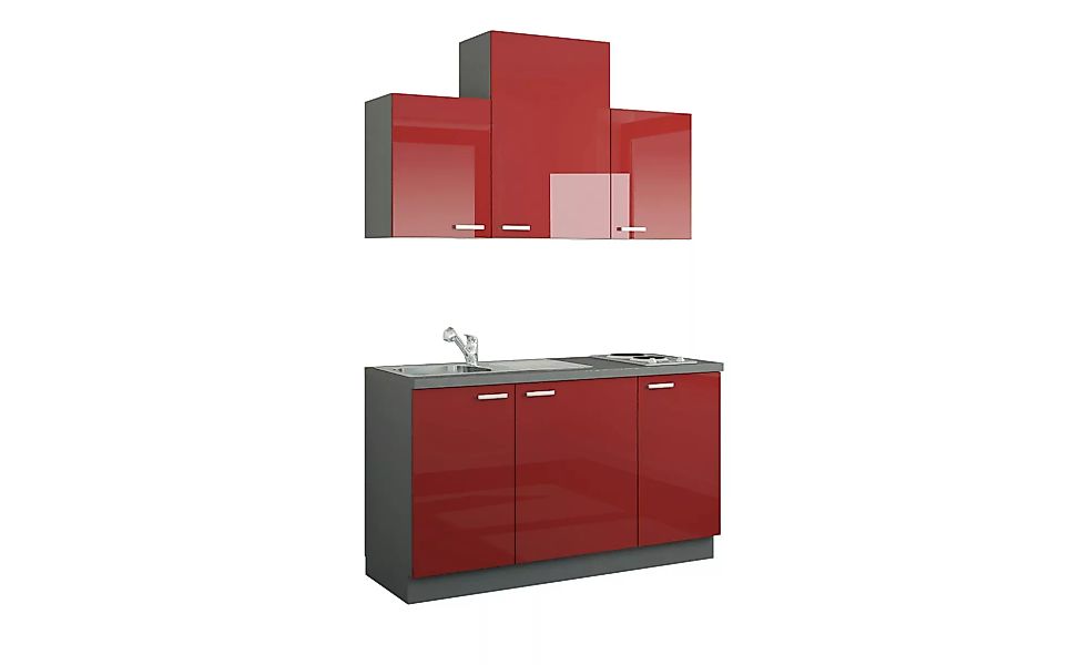 Küchenzeile mit Elektrogeräten - rot - 150 cm - Küchen > Küchenblöcke mit E günstig online kaufen