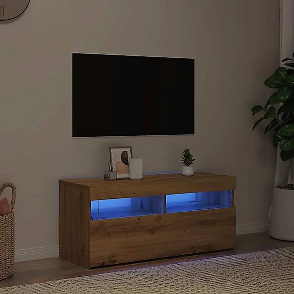 vidaXL TV-Schrank mit LED-Leuchten Artisan-Eiche 90x35x40 cm 856308 günstig online kaufen