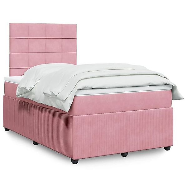 vidaXL Boxspringbett, Boxspringbett mit Matratze Rosa 120x200 cm Samt günstig online kaufen