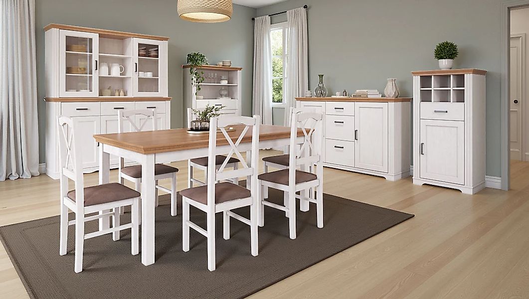 Inter Link Vitrinenaufsatz "Maluno" 1 Stk. tlg. Kiefer Massiv, Soft-Close, günstig online kaufen