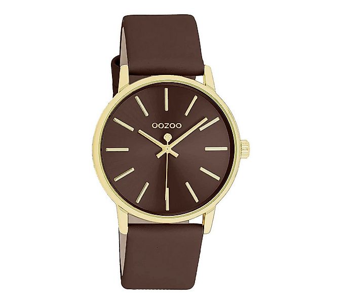 OOZOO Quarzuhr Damenuhr C11655 – Gold, Schokobraun, Lederband, 36 mm günstig online kaufen