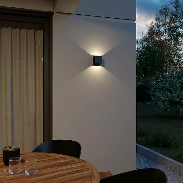 Lindby LED-Außenwandlampe Glyn, schwarz, Metall, 12cm, IP44 günstig online kaufen