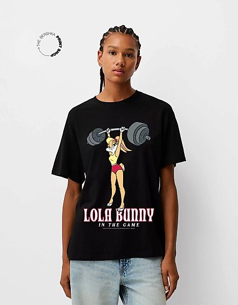 Bershka Oversize-T-Shirt Looney Tunes Mit Kurzen Ärmeln Damen M Schwarz günstig online kaufen