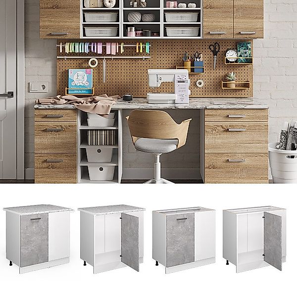 Vicco Schranksystem R-Line, Beton/Weiß, 86 cm günstig online kaufen