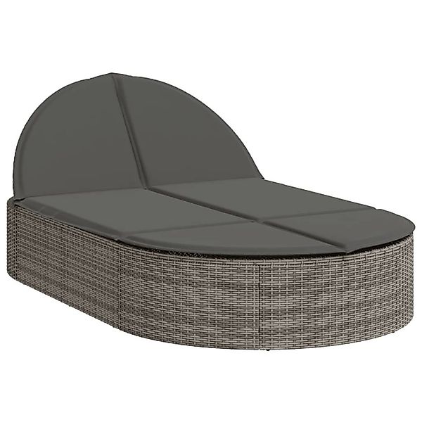 vidaXL Gartenliege Doppel-Sonnenliege mit Kissen Grau günstig online kaufen