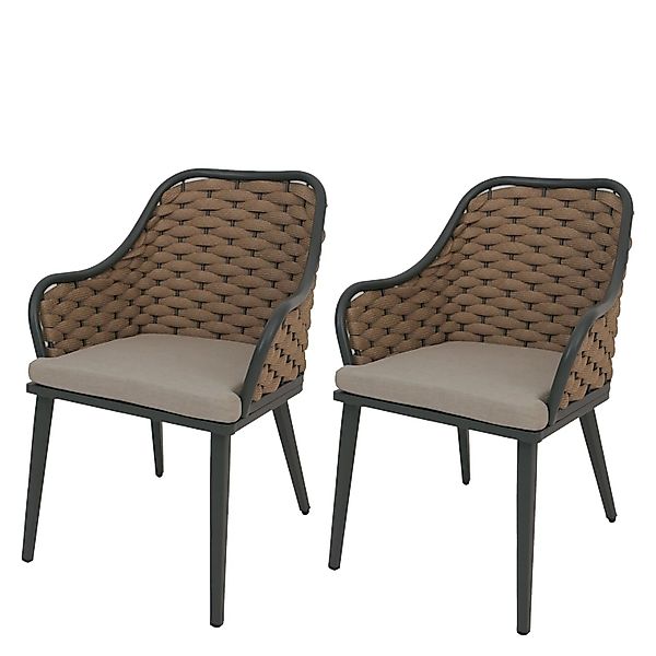 MCW Gartenstuhl O16 2er-Set Beige Kissen Hellbraun günstig online kaufen