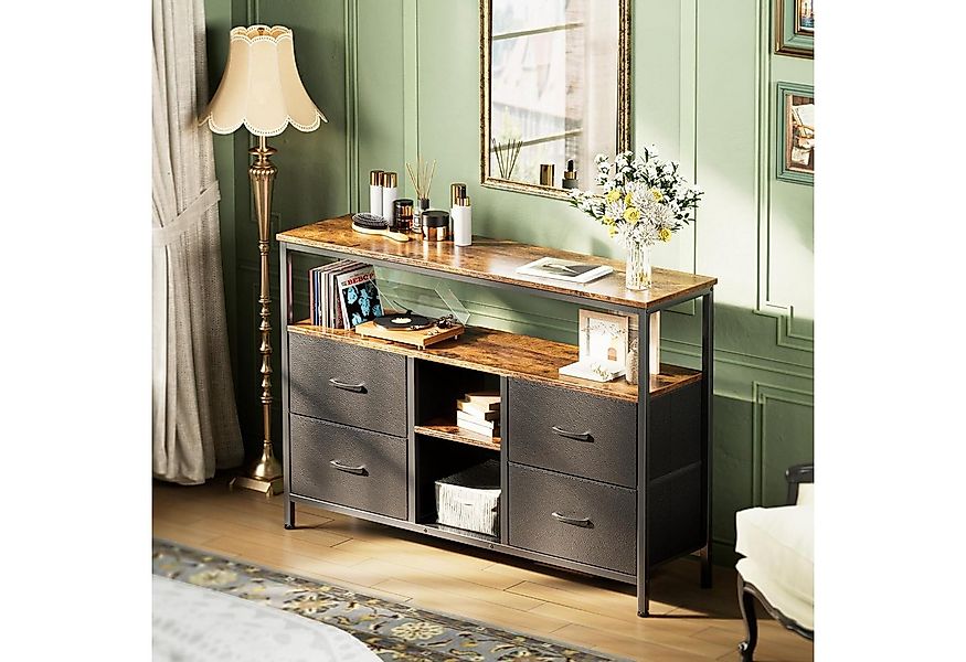 NMCXXO Sideboard Kommode TV-Schrank Metallrahmen, Mit Led-Licht, 4 Schublad günstig online kaufen