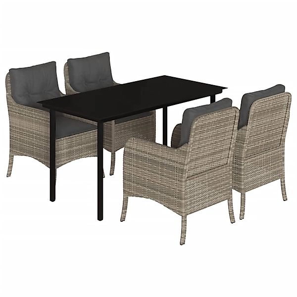 vidaXL 5-Tlg Garten-Essgruppe mit Kissen Hellgrau Poly Rattan 3211999 günstig online kaufen
