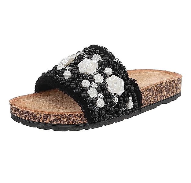 Ital-Design Feminine Damen-Sandalen mit Perlen und Blumendekor Pantolette ( günstig online kaufen