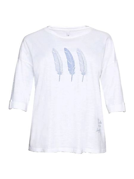 Sheego 3/4-Arm-Shirt "Große Größen", aus Flammgarn, mit Federn-Druck günstig online kaufen