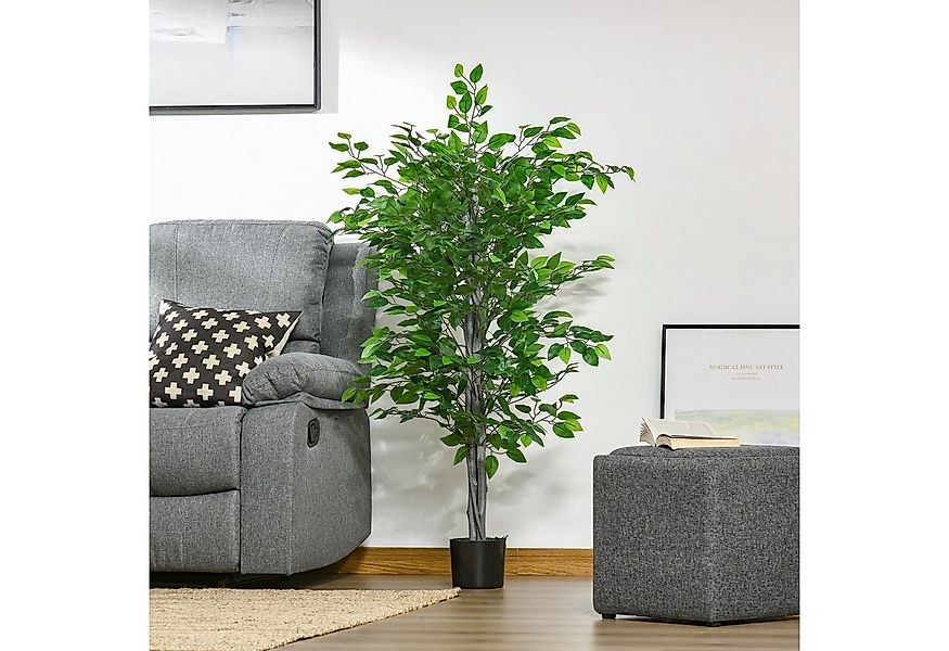 Kunstpflanze Künstlicher Ficusbaum, Plastik Pflanzen im Topf Ficus-Baum, HO günstig online kaufen