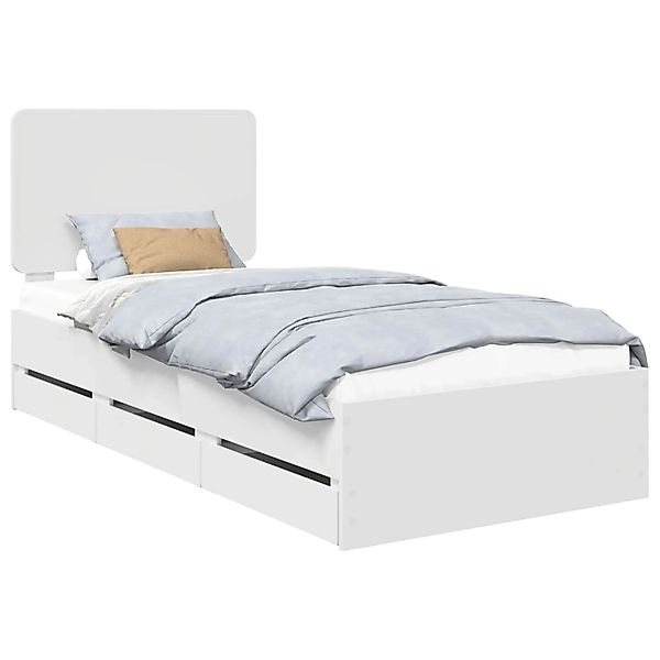 vidaXL Bettrahmen mit Schubladen Weiß 75 x 190 cm Ingenieurs Holz 3412644 günstig online kaufen