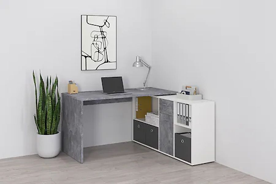 FMD Eckschreibtisch »Lexo« Schreibtisch/Sideboard viel Stauraum, beidseitig günstig online kaufen
