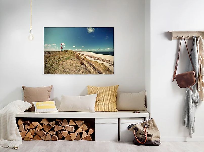 Bricoflor Leinwand Mit Strand Und Leuchtturm Keilrahmen Bild Mit Dünen Und günstig online kaufen