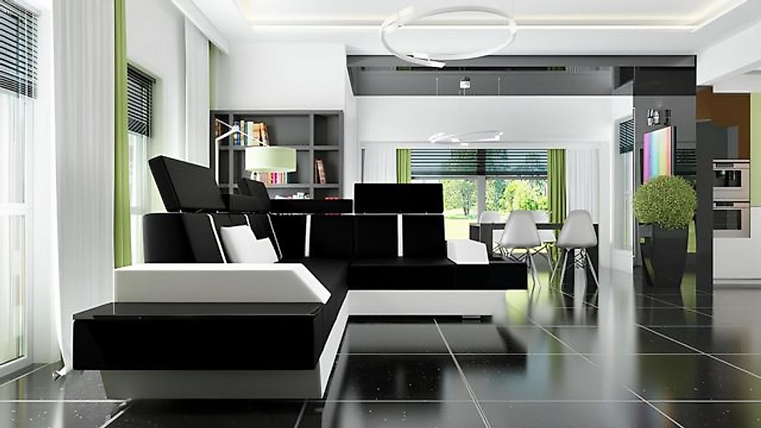 JVmoebel Sofa Designer Ledersofa Wohnlandschaft Polster Couch Sofa Ecksofa günstig online kaufen
