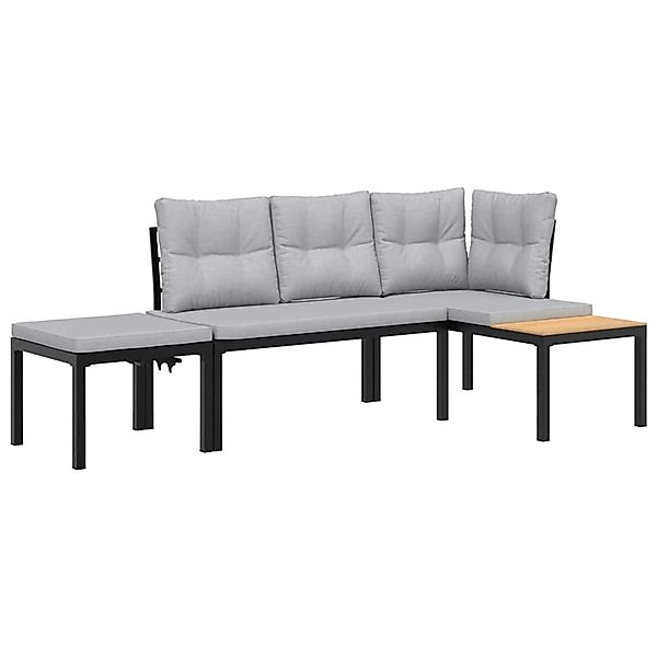 vidaXL Gartenbank-Set 3-Tlg Schwarz Pulverbeschichteter Stahl 3283642 günstig online kaufen