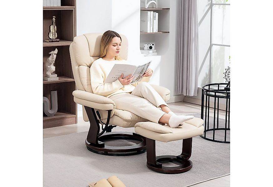 HOMCOM Relaxsessel 360°drehbarer TV-Sessel mit Hocker, Taschenfeder (Ruhese günstig online kaufen