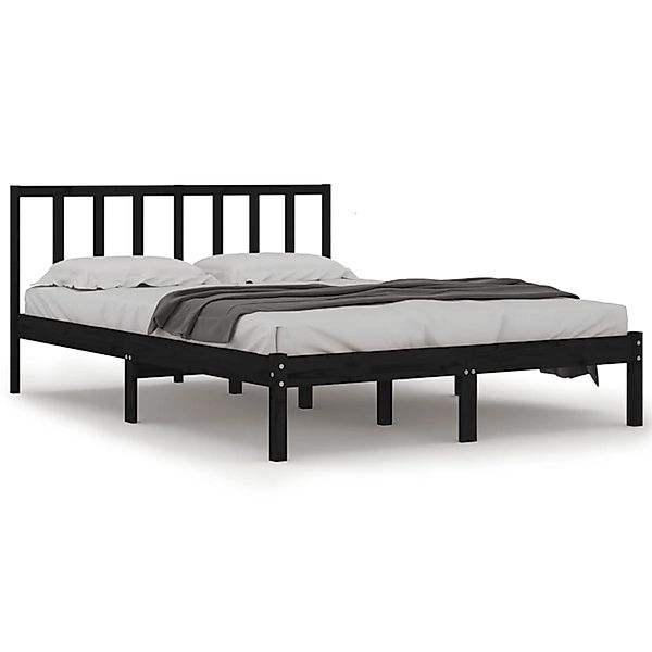 vidaXL Bettgestell, Massivholzbett Schwarz Kiefer 150x200 cm günstig online kaufen