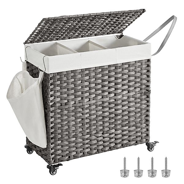 SONGMICS Wäschekorb, 140 L, mit 3 günstig online kaufen