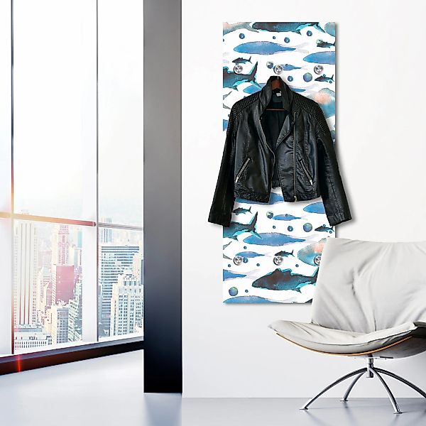 queence Garderobenleiste "Fische" mit 6 Haken, 50 x 120 cm günstig online kaufen