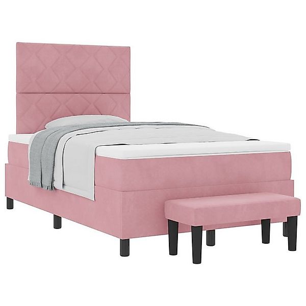 vidaXL Bett Boxspringbett mit Matratze & Bank Rosa 120x200 cm Samt (2-tlg) günstig online kaufen