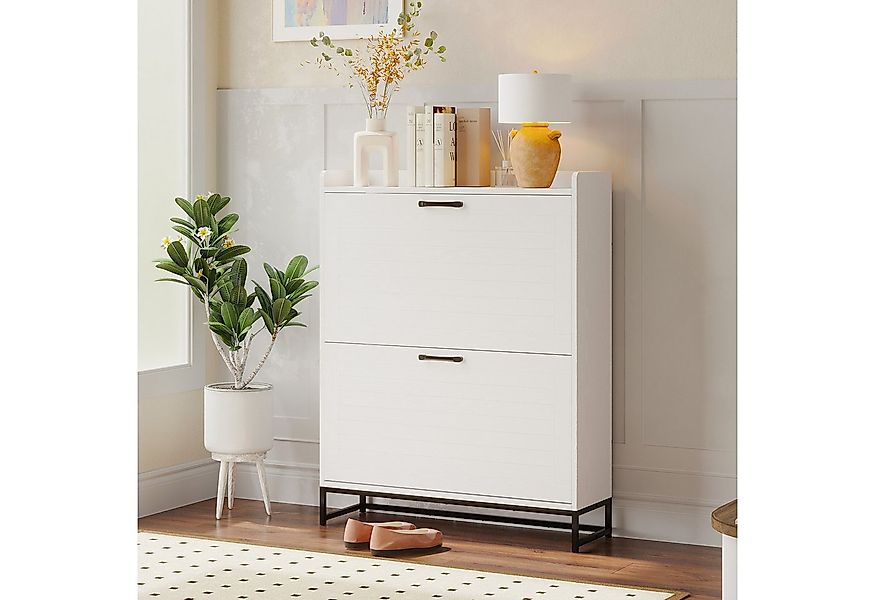VOWNER Schuhschrank mit 2 Klappen, Verstellbar für 12 Schuhe (1-St) Weiß, g günstig online kaufen