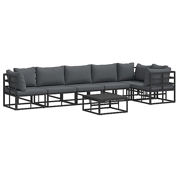 vidaXL Garten-Sofa-Set mit Kissen 7-Tlg Schwarz Aluminium 3378869 günstig online kaufen