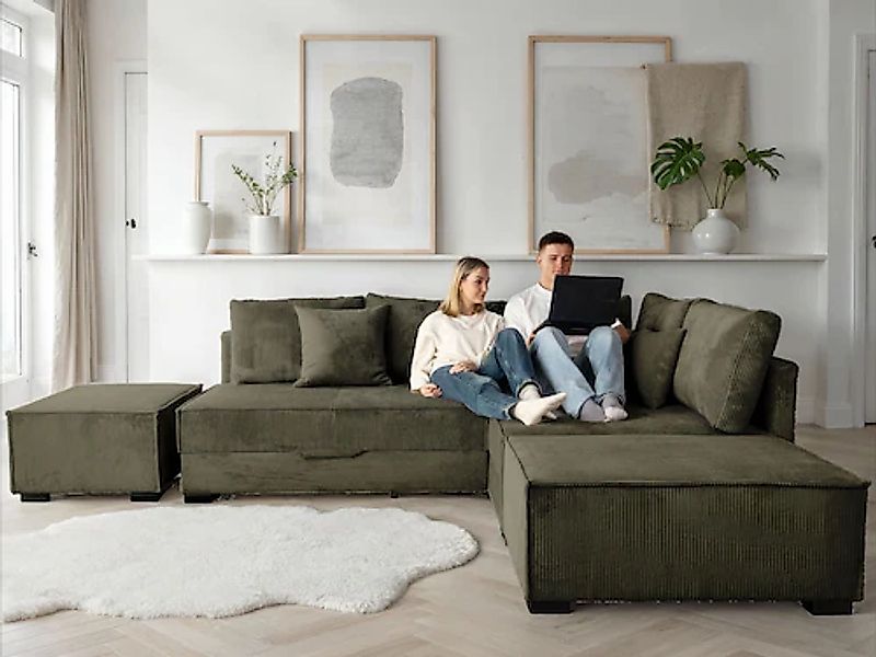 Home affaire Ecksofa inkl. Bettfunktion, Bettkasten, 3 Zierkissen, Boxsprin günstig online kaufen