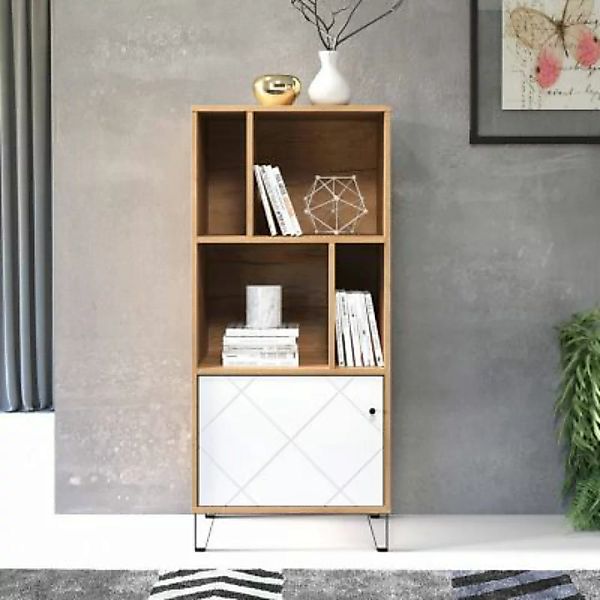 Lomadox Highboard Wohnzimmer TORINO-19 in Artisan Eiche Nb. mit weiß matt, günstig online kaufen
