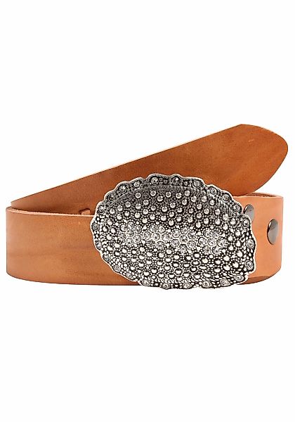 Rettungsring Gürtel Ledergürtel mit austauschbarer Schließe "Oval Nieten Mi günstig online kaufen