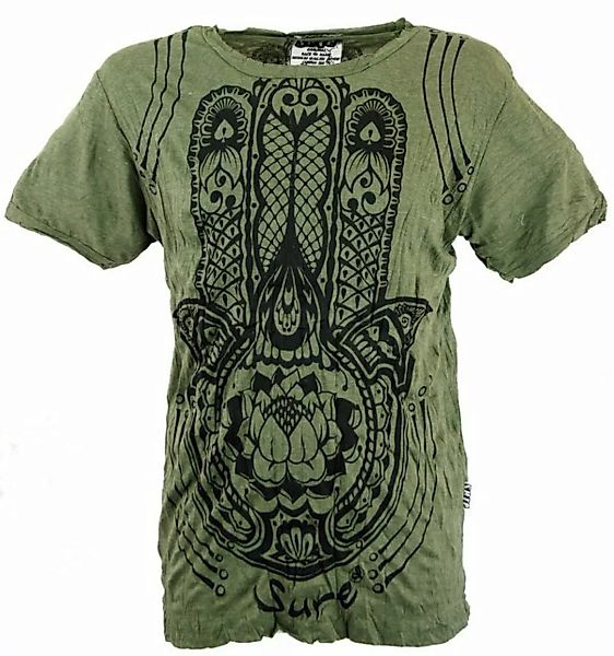 Guru-Shop T-Shirt Sure Herren T-Shirt Fatimas Hand - olive alternative Bekl günstig online kaufen