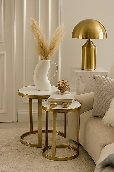 moebel-direkt-online Beistelltisch Tischset 2tlg. mit Mormorplatten (Set, 2 günstig online kaufen