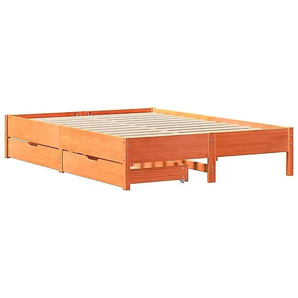 vidaXL Massivholzbett ohne Matratze Wachsbraun 135x190 cm Kiefernholz 33017 günstig online kaufen