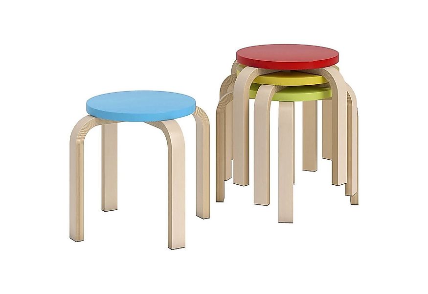 BlingBin Sitzhocker 4 Stapelhocker mit Filzfußpolstern, Birken-Sperrholz, l günstig online kaufen