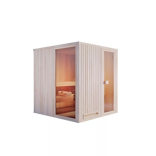 Finntherm Sauna Miranda Natur 194 cm x 175 cm Wandstärke 40 mm günstig online kaufen