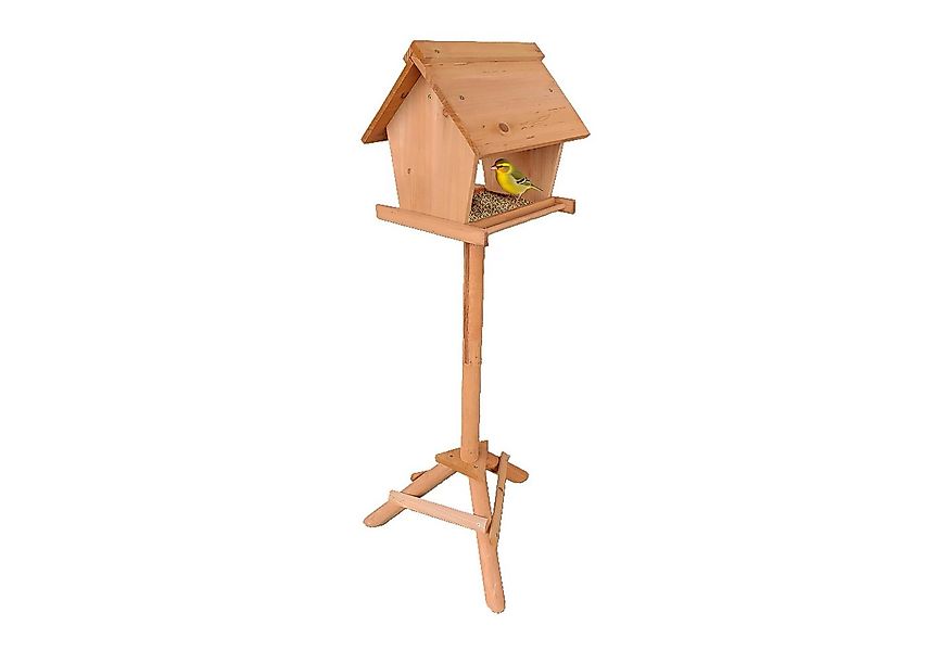 relaxdays Vogelhaus Vogelfutterhaus aus Tannenholz, orange günstig online kaufen