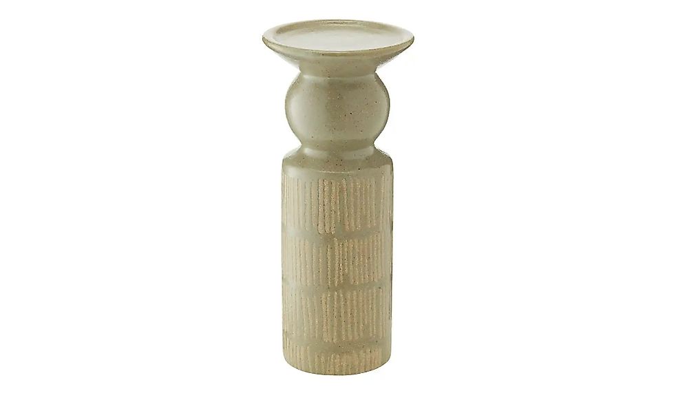 HOME STORY Kerzenständer   ¦ beige ¦ Steinzeug ¦ Maße (cm): H: 19  Ø: 8.3 A günstig online kaufen